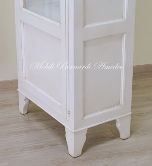 Vetrina in legno massello 1 anta laccata bianco